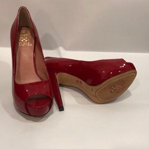 Vince Camino red peep toe heels
